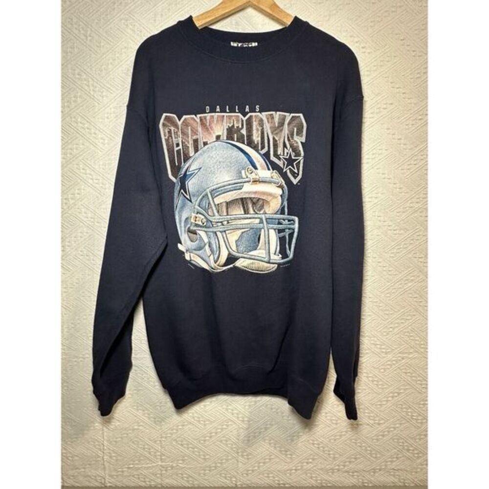 Vintage 1997 Dallas Cowboys Sweatshirt Lee Sport Skyline Nutmeg XL Blue Silver